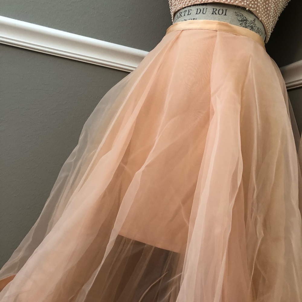 NEW TERANI COUTURE SZ 12 TWO PIECE PEACH PEARL FORMAL BALL GOWN - Picture 5 of 8